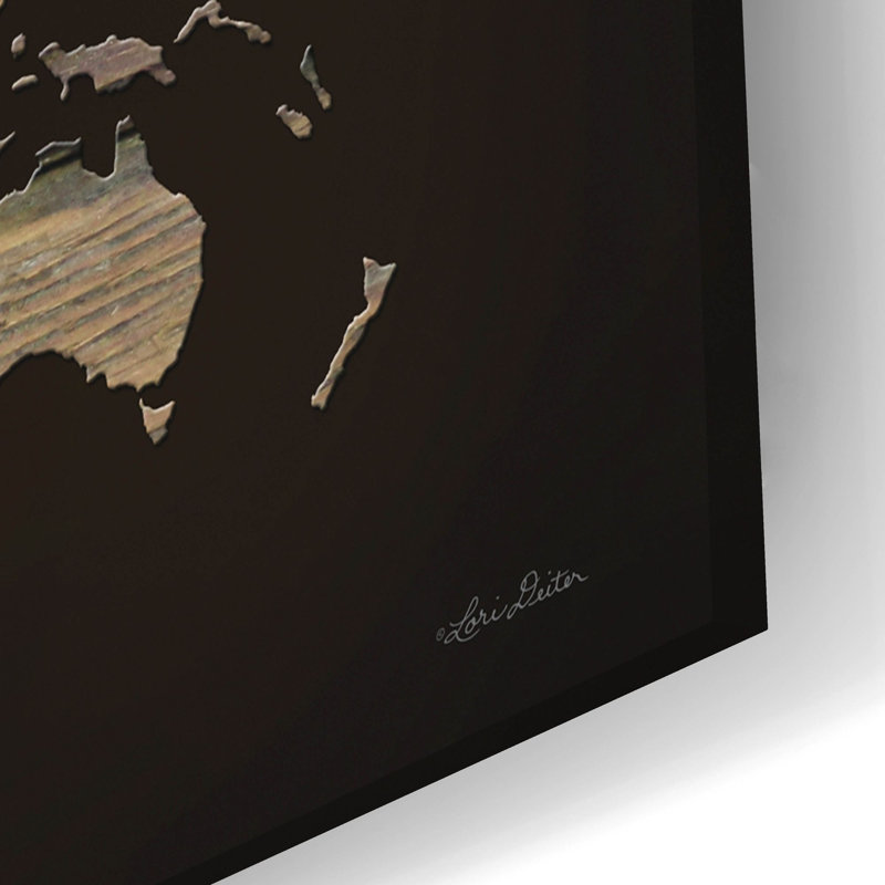  «Wood World Map» par Lori Deiter, art mural en verre acrylique, 24 po x 16 po, H 16 po x l 24 po