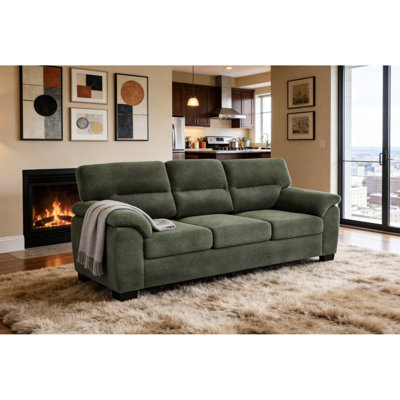 Contemporary 3 - Seater Dark Upholstered Furniture With Comfortable Armchair Features And Base For A Cozy Atmosphere In Living Room Seat Couch Soft Fo