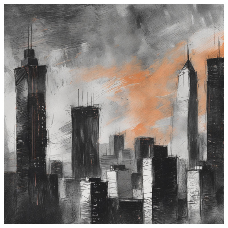 Rideaux de douche Urban Skyline Illustration, 70 po L x 84 po H