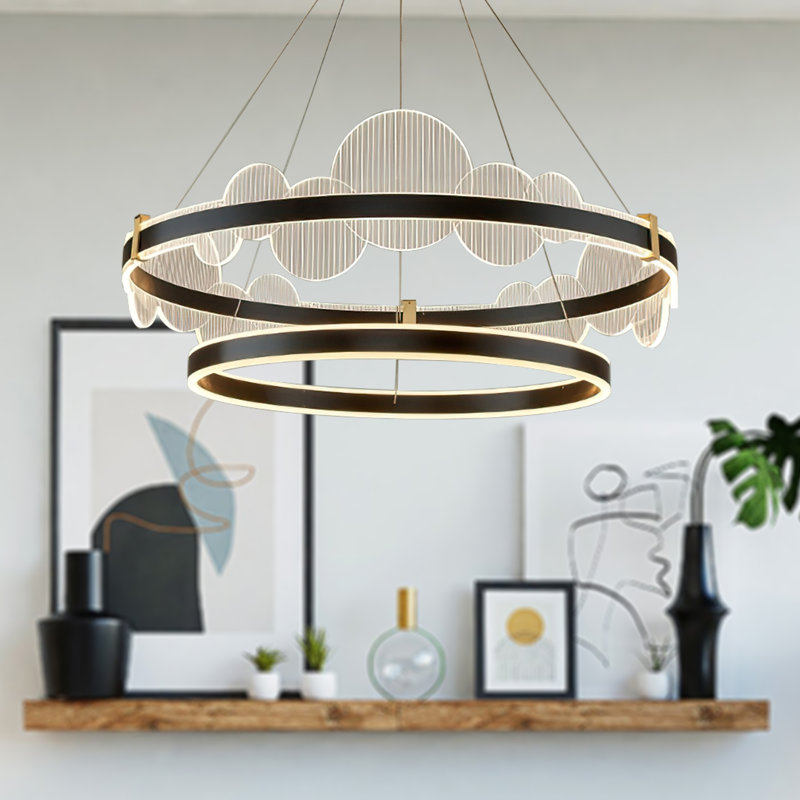 2-Light LED Tiered Circle Chandelier