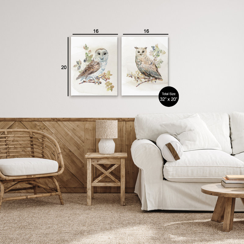 Ensemble de 2 chouettes perchées dans un feuillage, conception par CAD Designs, H 20 po x l 16 po