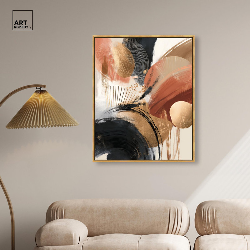 Décoration murale boho «Terrestre Sweep I» par Art Remedy, cadre doré, 30 x 36, H 37 po x l 31 po, Encadrement doré