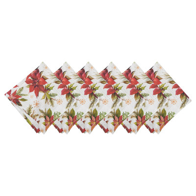 Poinsettia Christmas Napkin Set of 6