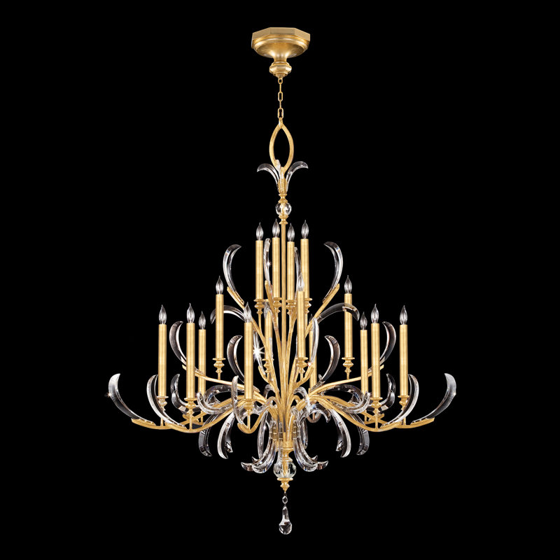 Lustre rond biseauté 58 po, Or