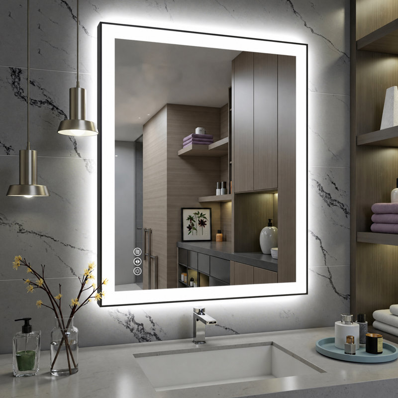 Miroir de salle de bain Lunara, 36 po x 32 po