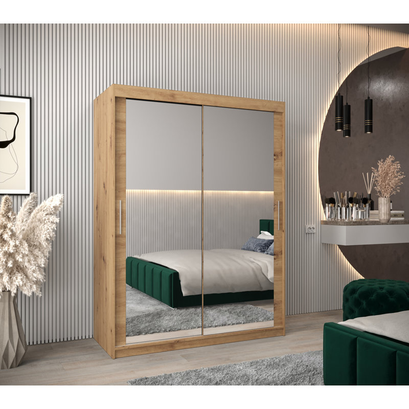 Artell 2 Door Solid + Manufactured Wood Wardrobe, Artisan Oak