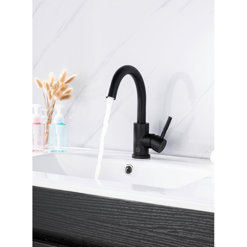 Robinet pour salle de bain à poignée simple Louis, Noir mat