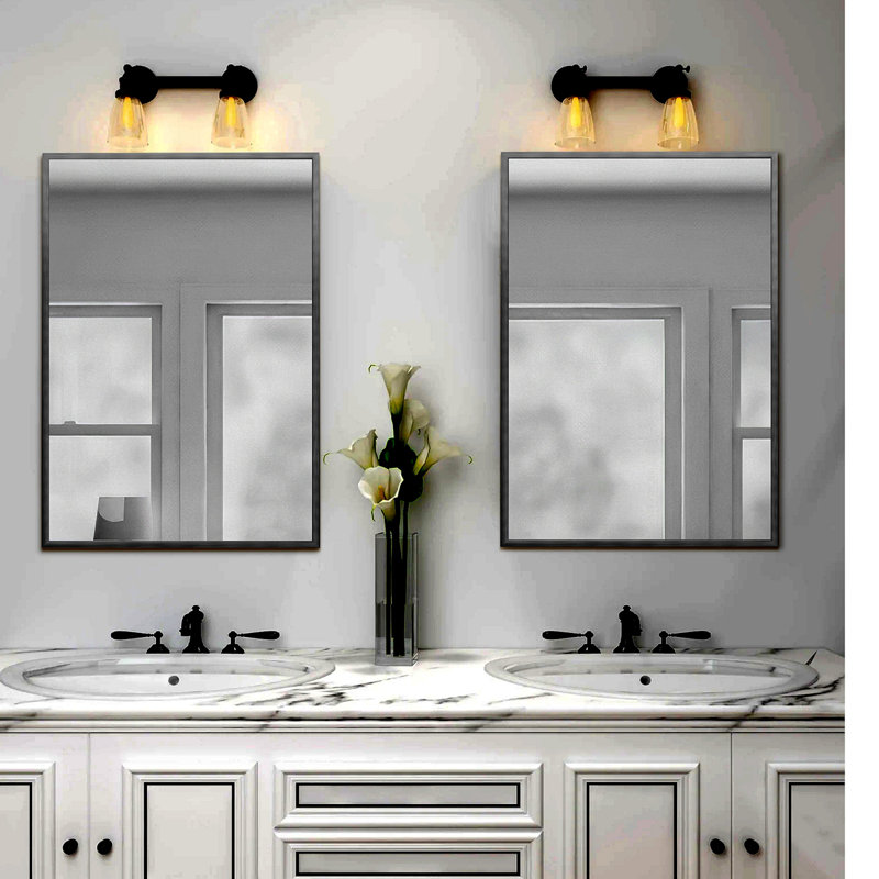 Miroir mural pleine longueur en métal avec support intégré, Argent argent, 36,07 po x 24,07 po