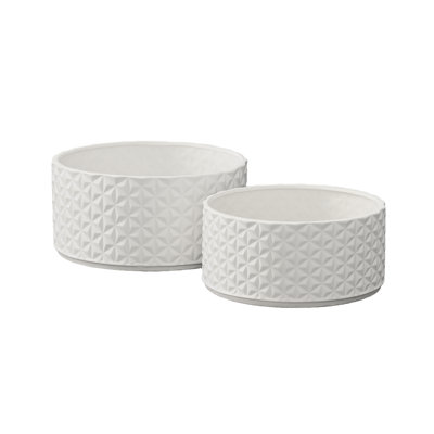 Ceramic Round Wide Pot Matte Finish White