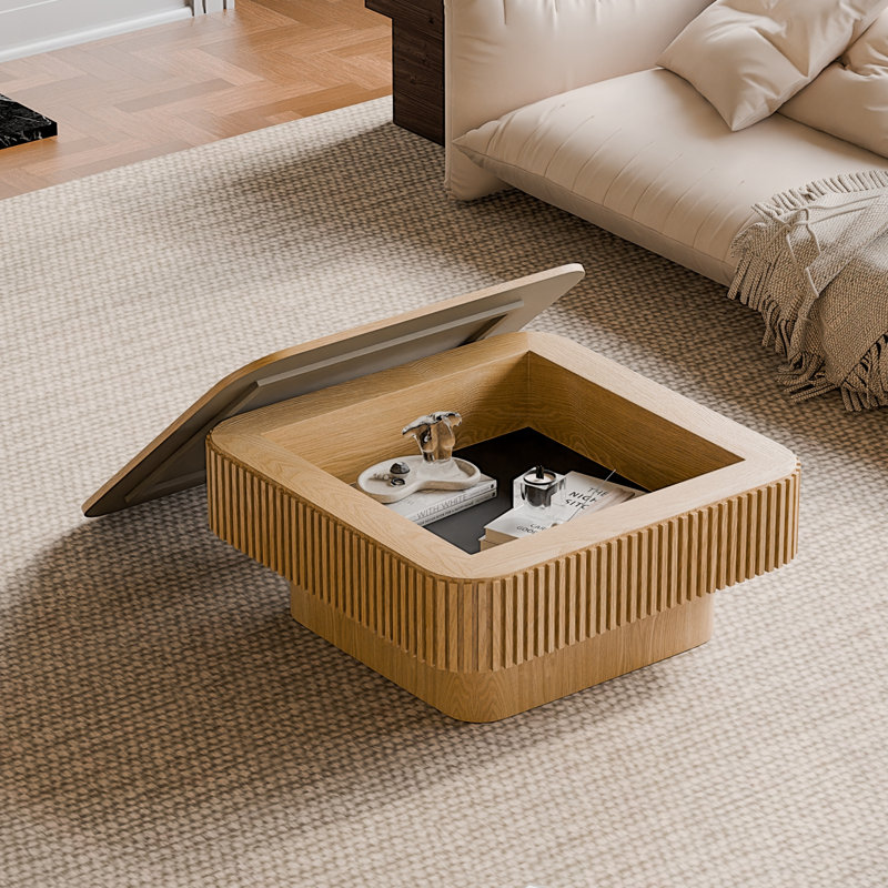 Rangement carré avec couvercle rabattable Hoerner, Naturel