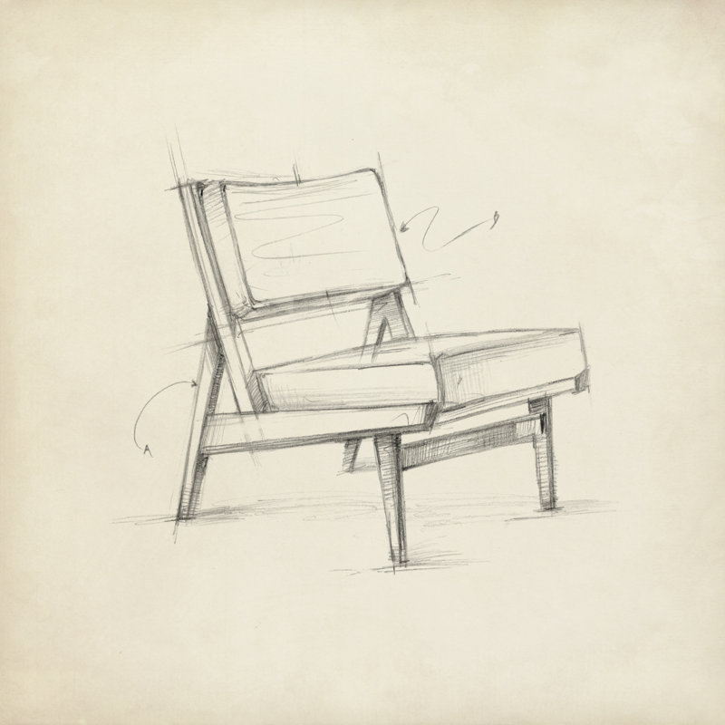 Mobilier Mid-Century I, H 12 po x l 12 po x P 1,25 po