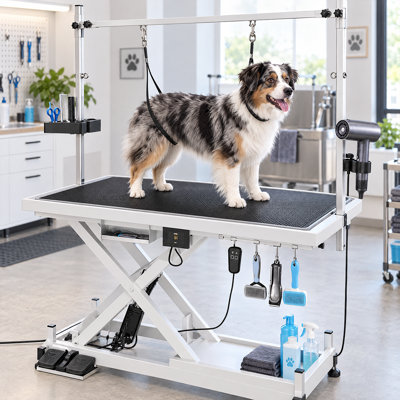 Heavy Duty Electric Pet Grooming Table - Professional Adjustable X-Lift, Supports Large Pets Up To 330Lbs