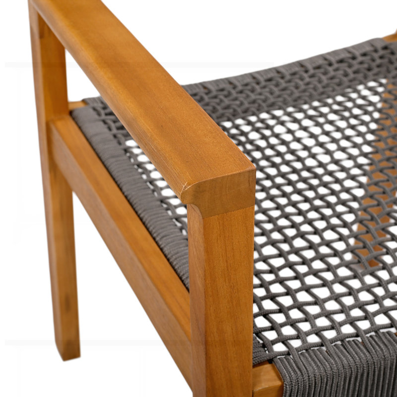 Chaise tressée, Gris foncé / teck