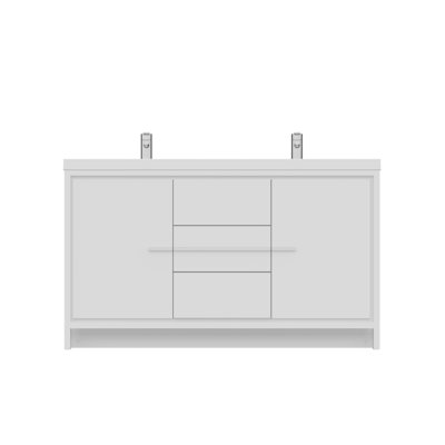 Feike 60'' Double Bathroom Vanity with Solid Surface Top
