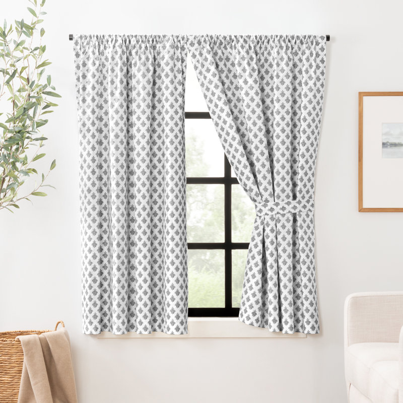 Manchester Rod Pocket Panels with Tie Backs  (Set of 2), 50" W x 63" L, Black