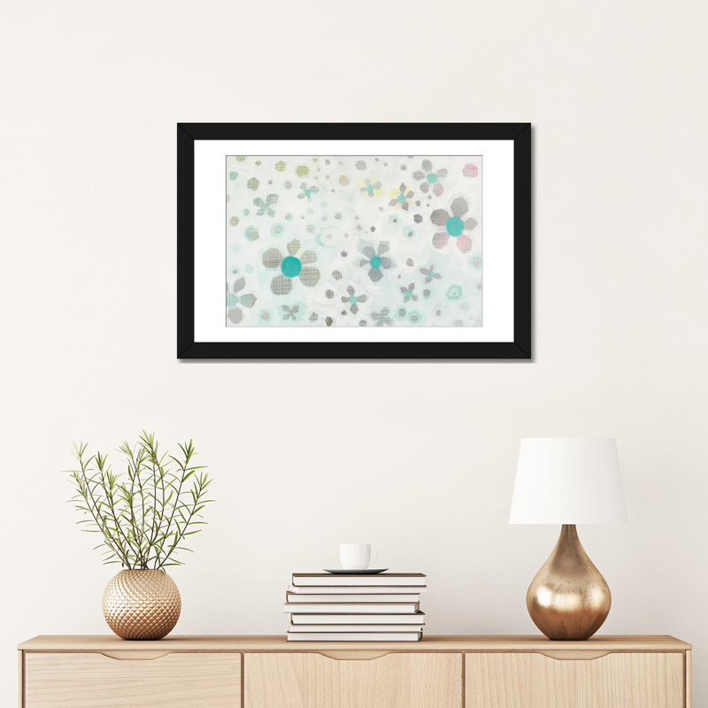 « graph fleuris », impression sur toile, Papier d'art encadré noir, Blanc, H 24 po x l 32 po x P 1 po