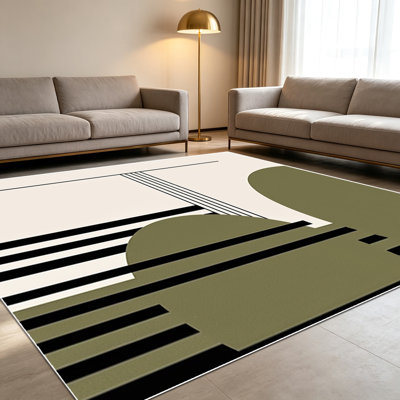 Tapis géométriques modernes de 1 pièce pour le salon, doux et confortable, convenant à toutes les saisons, facile à entretenir, tapis de sol intérieur lavable à la machine, sous la table de ferme convenant à la chambre à coucher, à la salle à manger, au bureau, au couloir, au patio, à la maison
