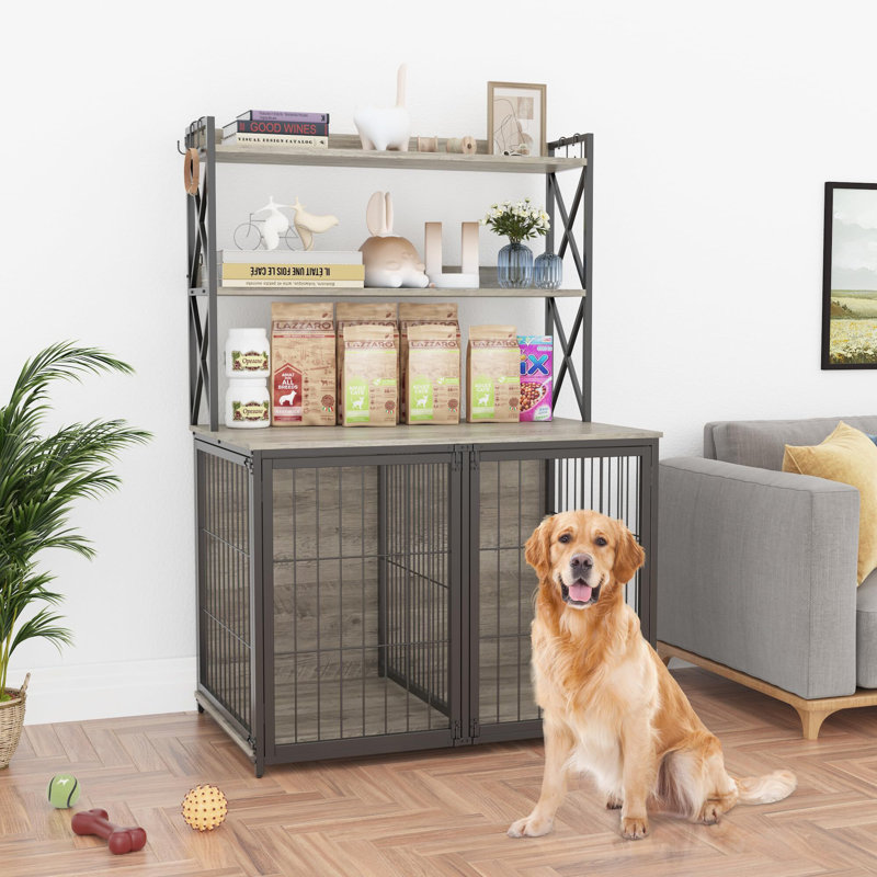 42.5 Inch Dog Crate Furniture With Shelves