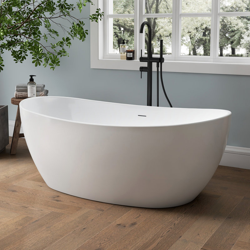 55'' Freestanding Acrylic Tub Freestanding Soaking Bathtub