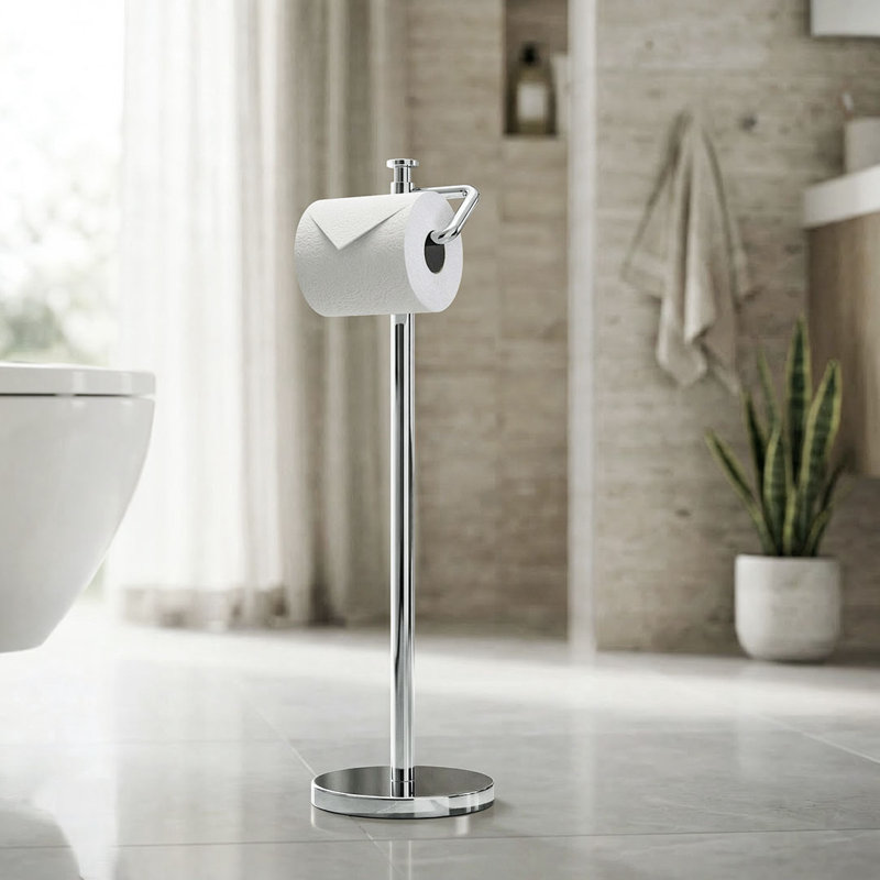 Porte-papier hygiénique sur pied, Chrome