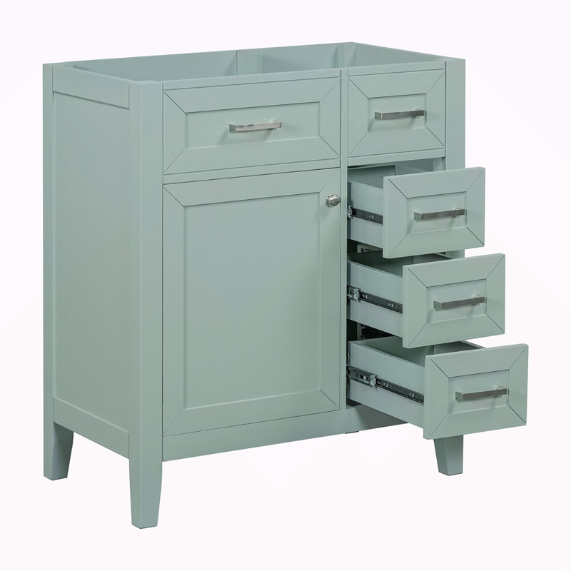 Meuble-lavabo de 30 po sans lavabo, base d'armoire seulement, armoire de salle de bain avec tiroirs, structure solide et panneau de fibres à densité moyenne, vert