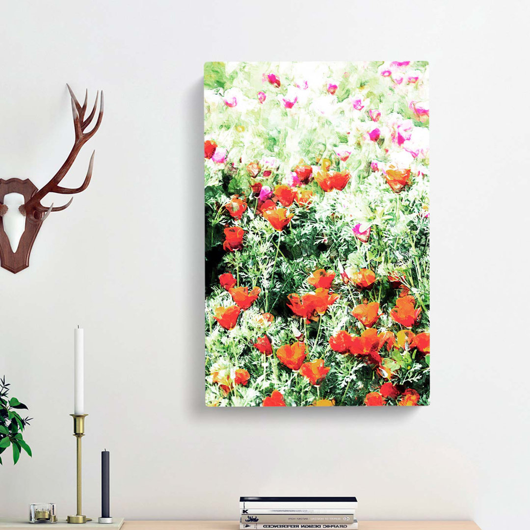 Poppy Field In Abstract - Wrapped Canvas