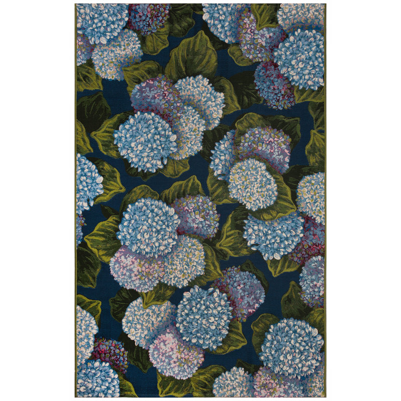 Tapis intérieur / extérieur Marina Hydrangea Blooms, Rectangle 3 pi 3 po x 4 pi 11 po