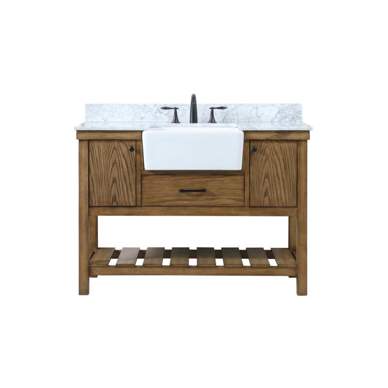 Pelaghia 48'' Single Bathroom Vanity with Marble Top, Driftwood