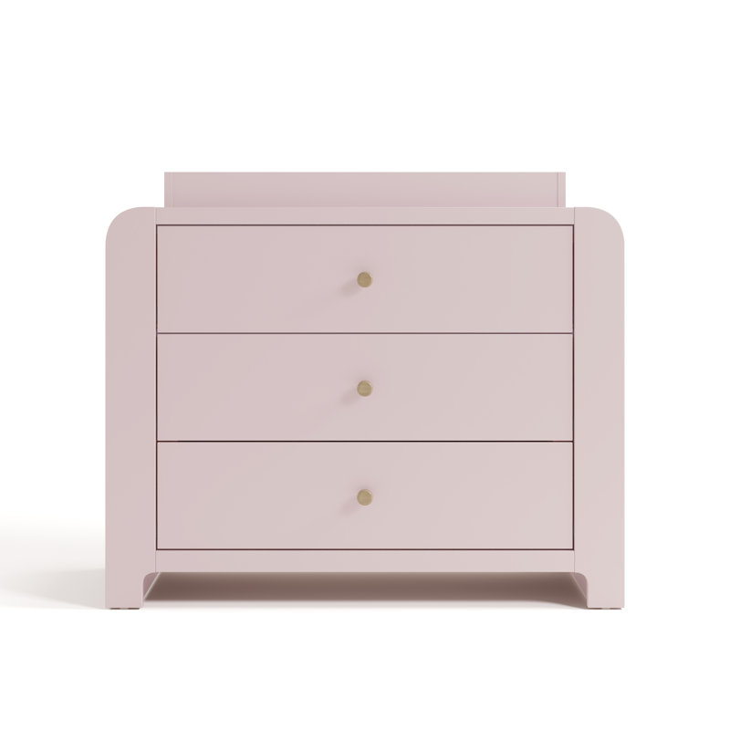 Read-With-Me 3 Drawer Chest With Bookshelves And Removable Changing Topper, Blush/Driftwood