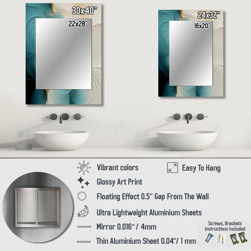 Spiral Miracle Of Cosmic Delight II - Modern Wall Mirror, 32" x 24"