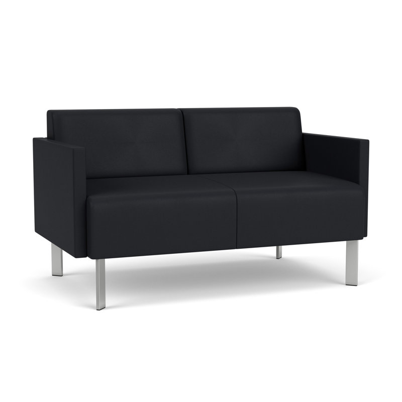 Causeuse de réception Luxe Lounge, Acier argent, Noir Modena