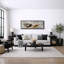 Œuvre abstraite audacieuse neutre avec formes noires et ocre, photos de salon, impression sur toile encadrée-1158263058-1158263049