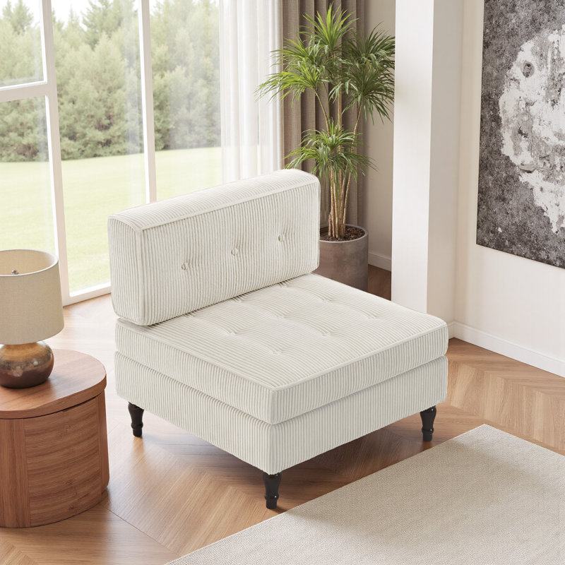 Upholstered Accent Chair, Beige