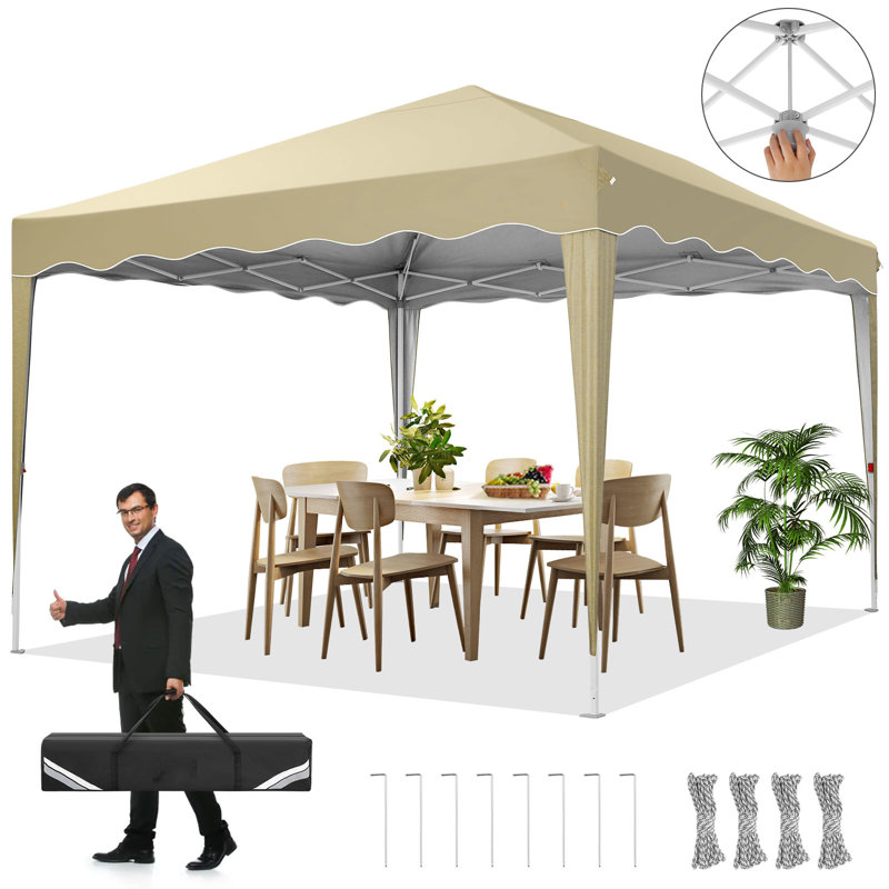 1m x 1m Metal Vault Gazebo, Khaki