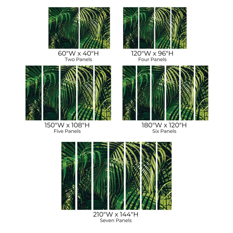 Papier peint de qualité supérieure - feuilles vertes tropicales, L 120 po x l 180 po