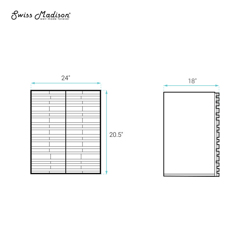 Armoire de salle de bain murale sans plateau 24 po Cascade en chêne noir, Vert