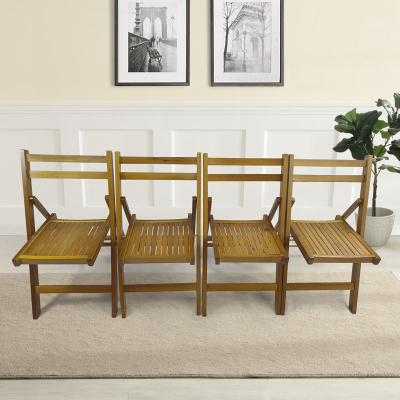Furniture Slatted Wood Folding Special Event Chair, Teak