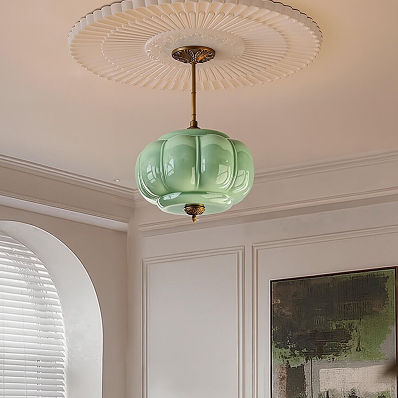 Lanterne suspendue rétro 1 lumière 14,96 po, Vert
