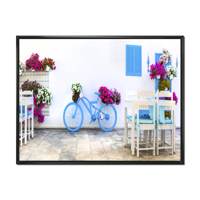 " Blue Old Bicycle With Flowers "