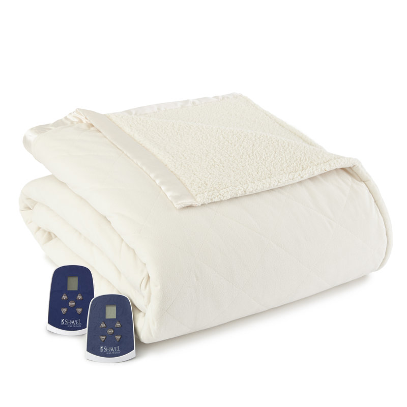 Couverture électrique en sherpa Micro Flannel®, Grand, Ivoire