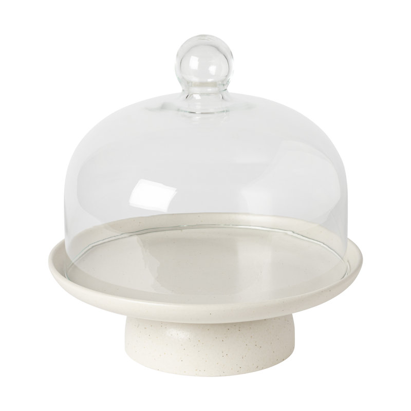 Assiette à gâteaux avec dôme en verre Casafina Pacifica, Vanille