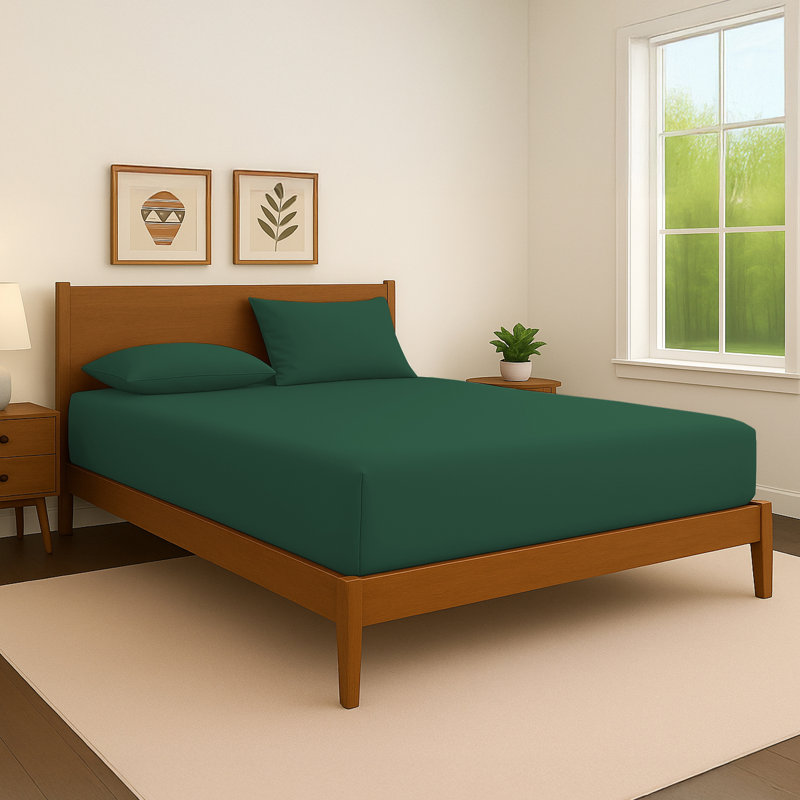 40cm Extra Deep Fitted Sheet – Soft Microfiber, Wrinkle-Free, Cooling, Elastic Corners, Single (3'), Green