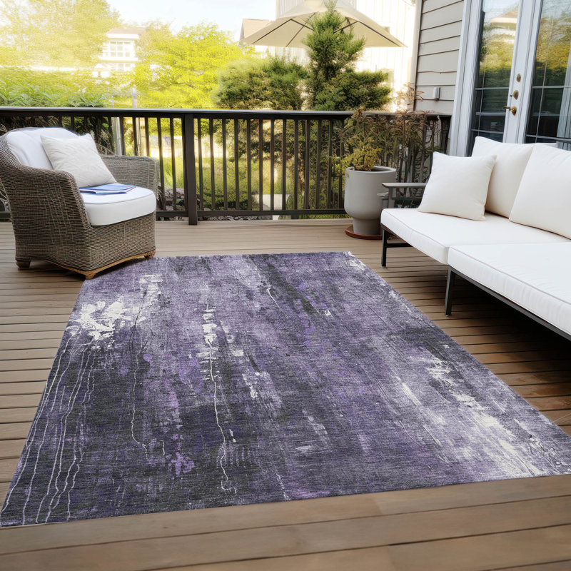 Tapis mauve intérieur / extérieur lavable à la machine Cinead ACN1683, Rectangle 10 pi x 14 pi