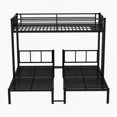 Triple Bunk Bed For Kids, Metal Frame, Separates Into 3 Twin Beds, Noise-Reduced Design, Ideal For Multi-Child Families