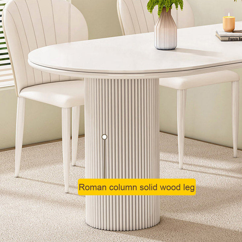 Semi-circular solid wood rock plate dining table, 29.52"H x 55.11"L x 31.49"W