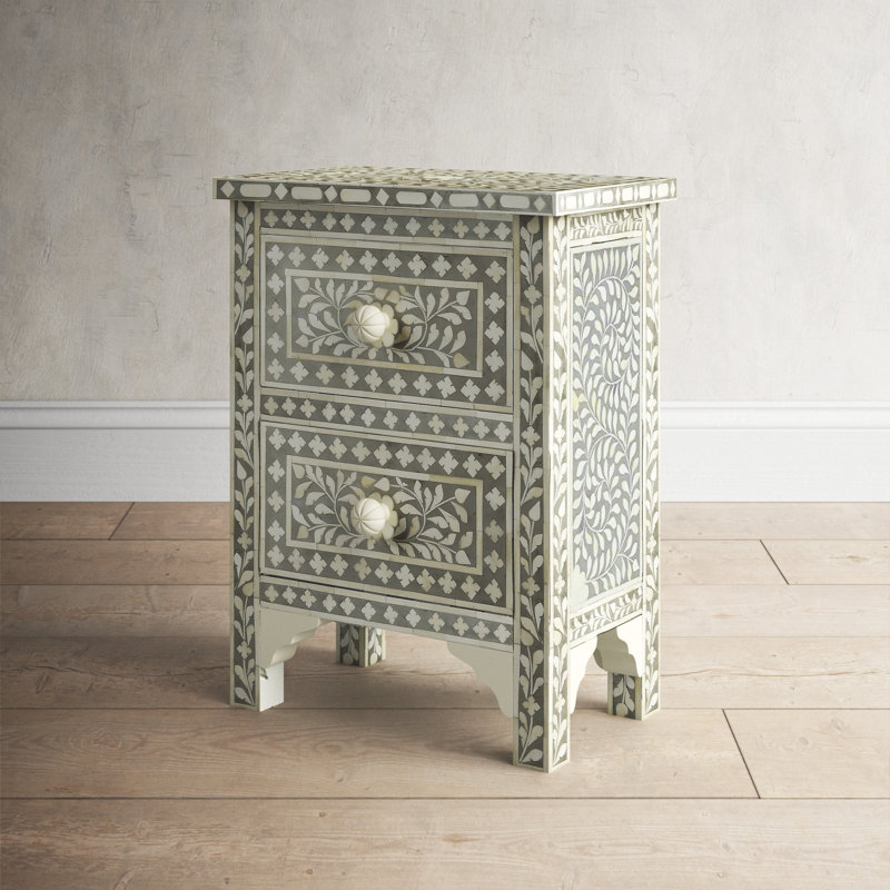 Vivienne Elegance Grey Bone Inlay and Mango Wood Accent Chest