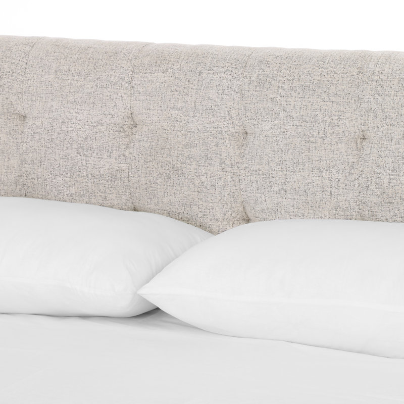 Upholstered Wingback Bed, Queen, Plushtone Linen