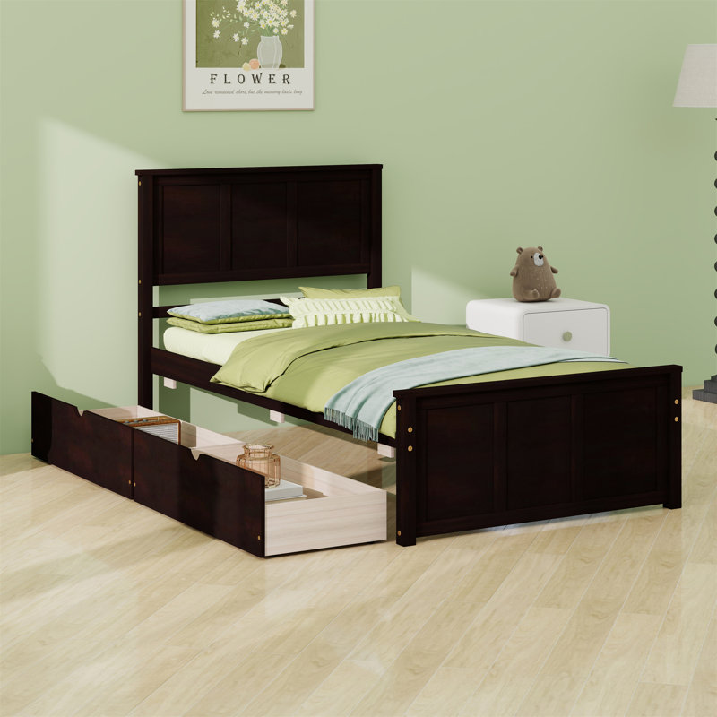 Platform Storage Bed With 2 Drawers, Espresso