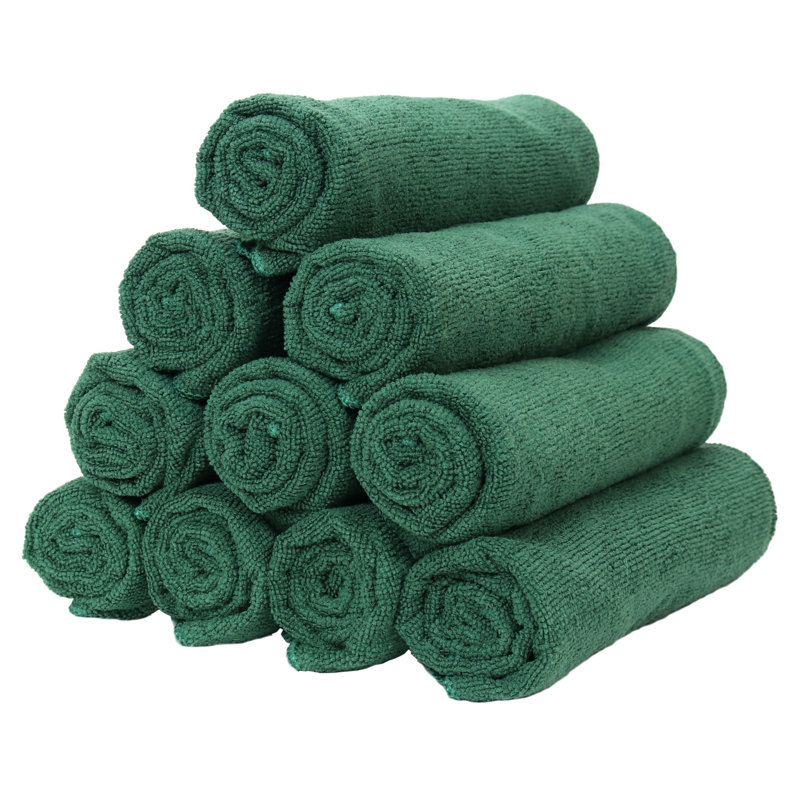 Miktat Smart Choice 300 GSM Light Weight Microfiber 16x27 Hand Towel (Pack of 12), Hunter Green