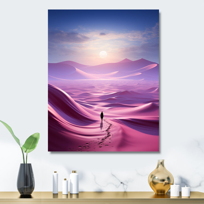 «Desert Twilight Traverse In Space I» - art mural désert en métal, H 20 po x l 12 po x P 1 po